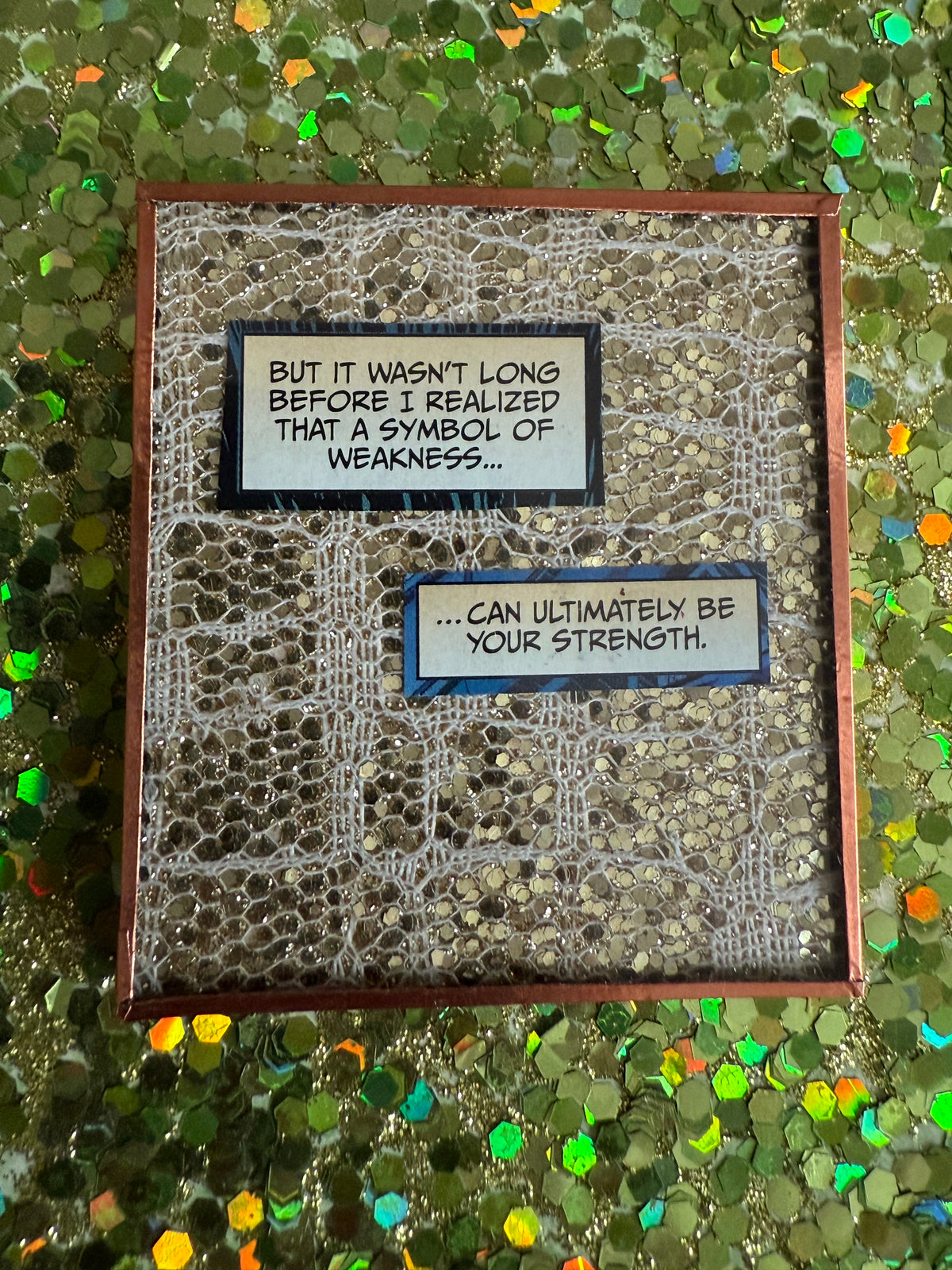 Gold glitter "can ultimately be your strength" hand made mirror