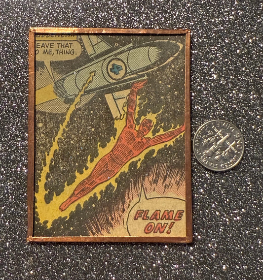 (vintage!) 1981 Fantastic Four Human Torch "Flame On"  magnet